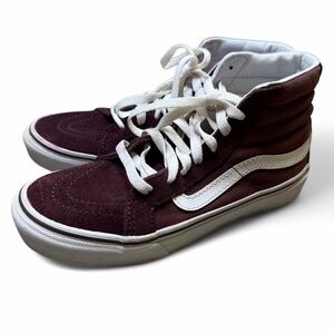 Vans Off the Wall Old Skool SK8 Hi Top Sneaker Shoe Maroon Mens 5 Womens 6.5